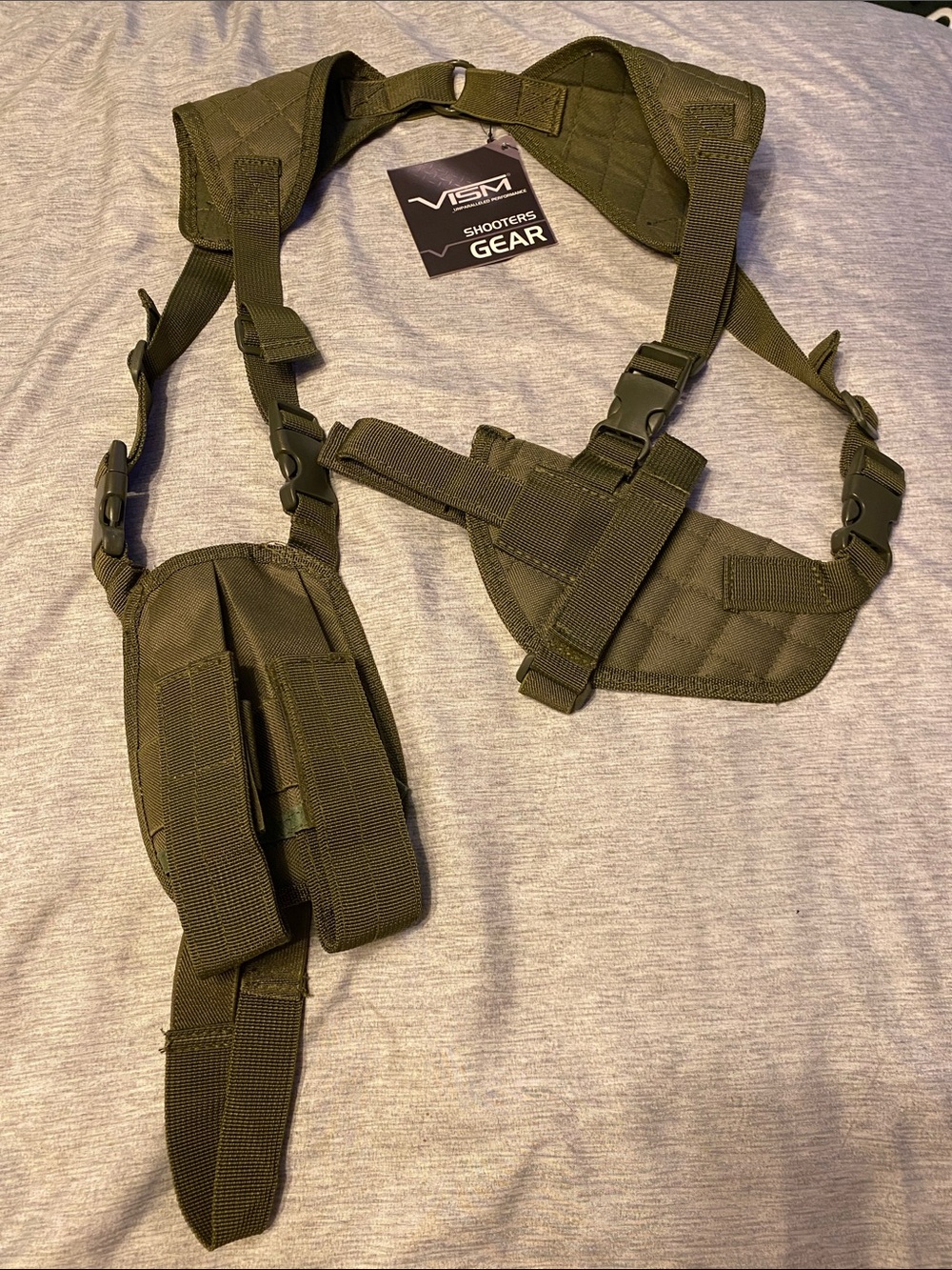 Vism Ambidextrous CCW Shoulder Holster HORIZONTAL Pistol w/ Magazine Green NWT